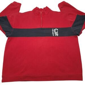 Chaps Sweater Red Blue Pullover 1/4 Zip Embroidered Logo Y2K Men's XL